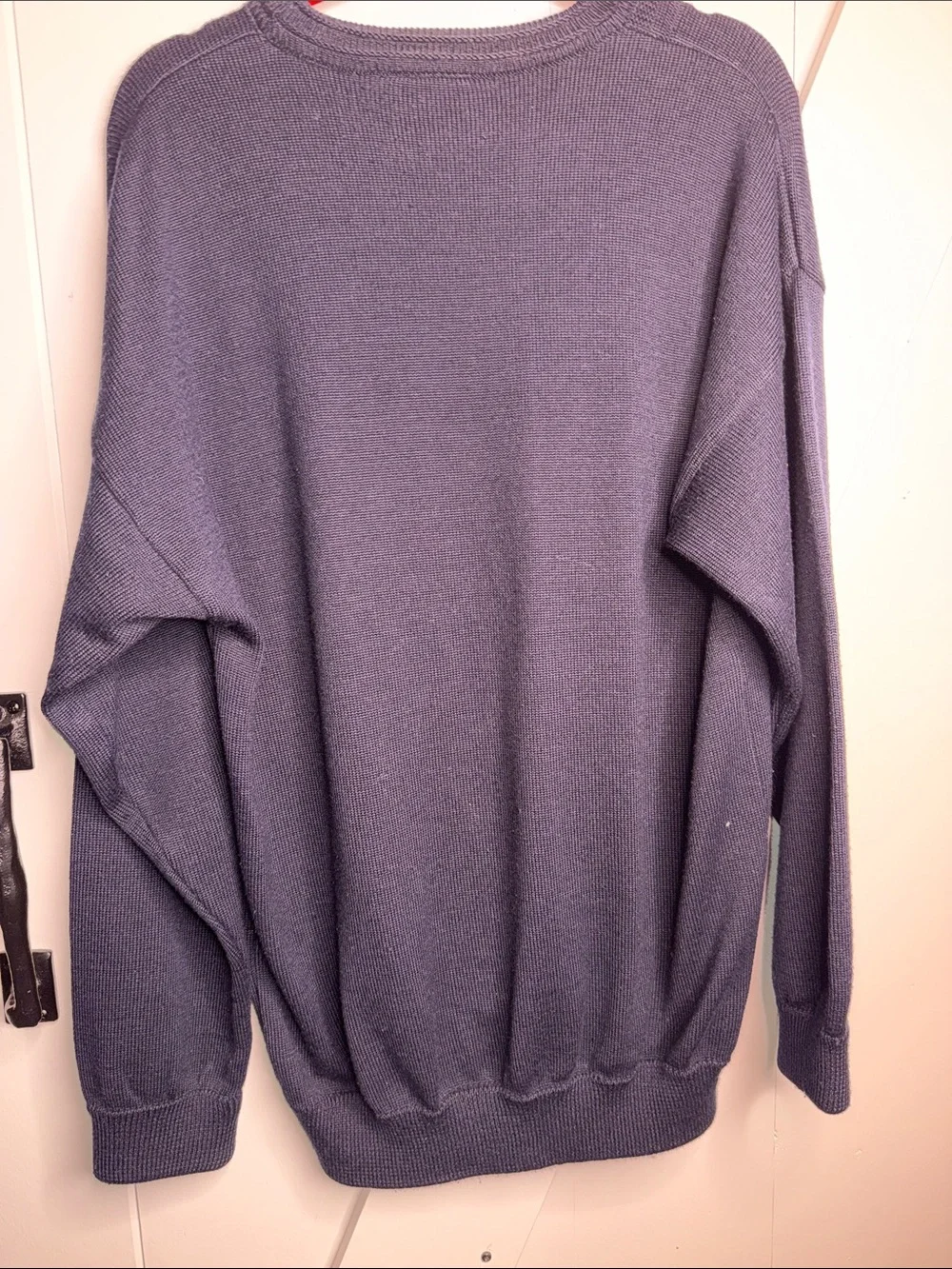 Men's Crewneck Sweater with Geometric Inset - Purple